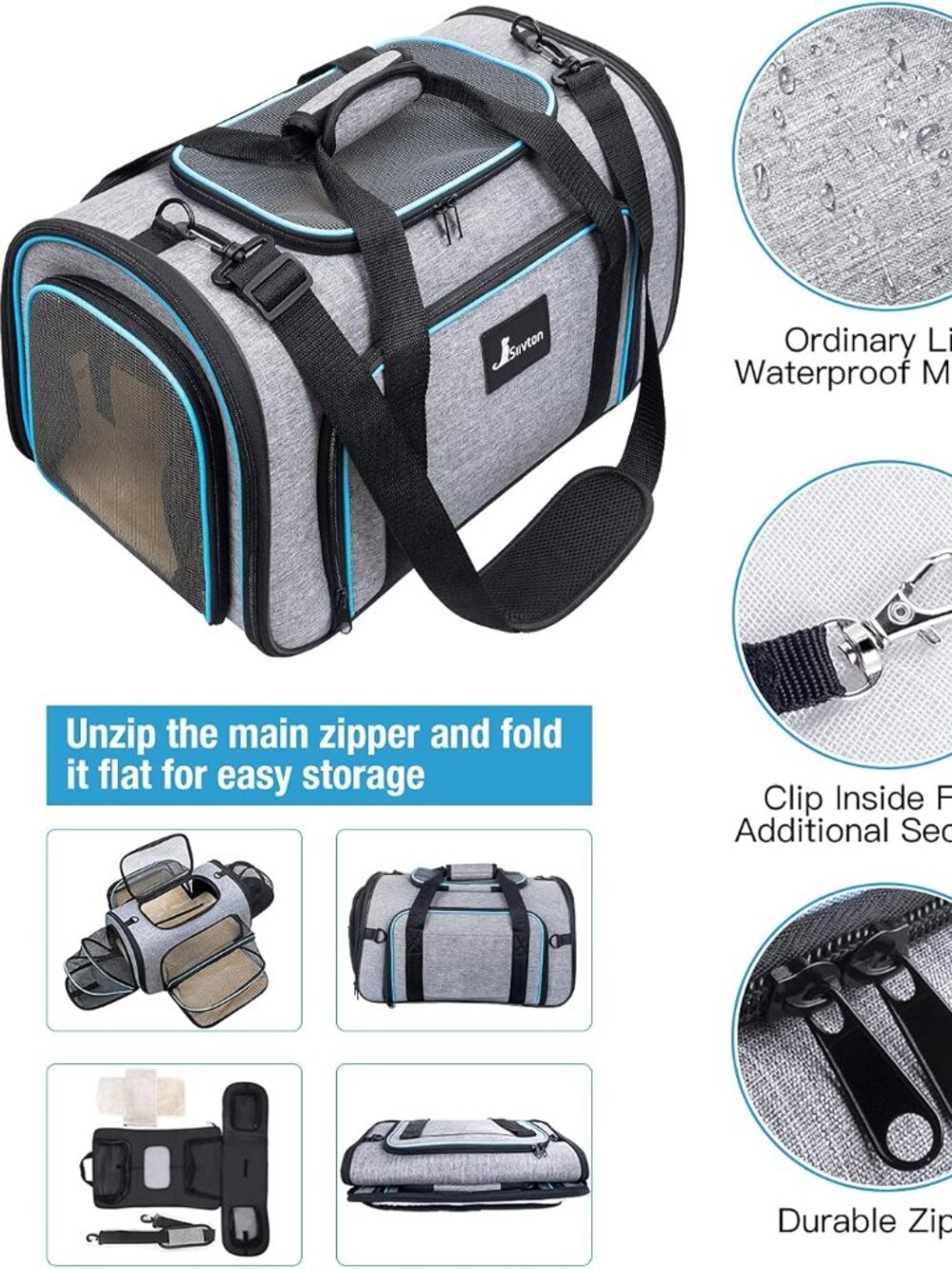 Pet Carrier Airline Approved, 4 Sides Expandable Cat Carrier Bag